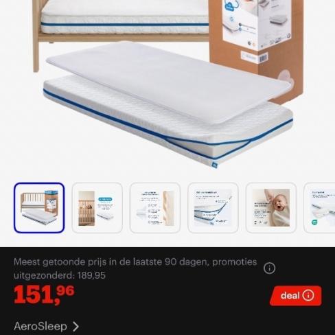 Zwart meegroei ledikant/co-sleeper met Aerosleep