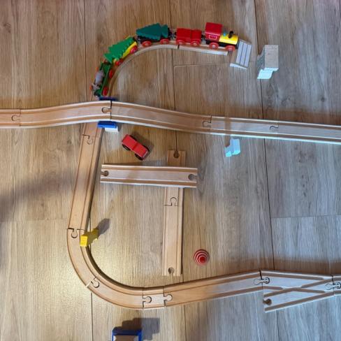 Houten treinbaan set