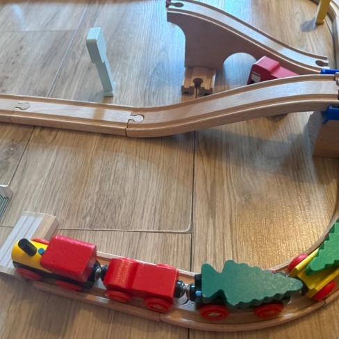 Houten treinbaan set